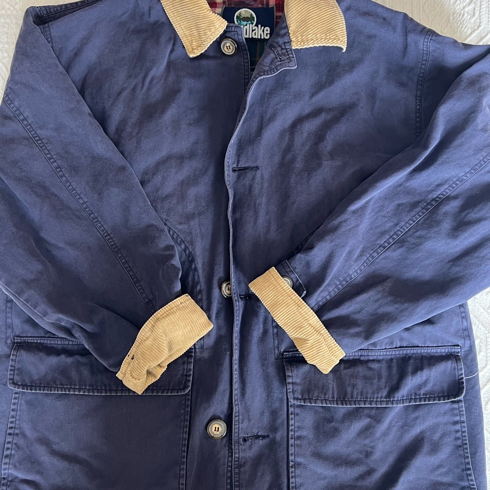 Navy Blue Corduroy Collar Barn Jacket